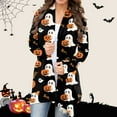 thumbnail image 1 of Cardigans for Women Halloween Printed Open Front Loose Fit Long Sleeve Knit Sweater Outerwear Cozy Fall Crew Neck Casual Comfortable Womens Sweaters Black L, 1 of 5