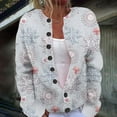 thumbnail image 1 of Cardigans for Women Trendy Button Down Long Sleeve Christmas Printed Crew Neck Cozy Jacket 2025 Fall Winter Warm Loose Trendy Casual Sweaters for Women Multicolour L, 1 of 5