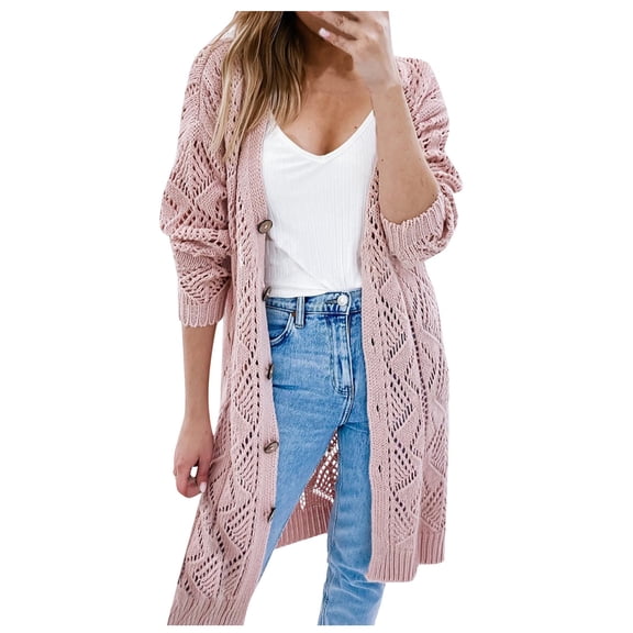 Cardigans Women Trendy Crochet Sweaters Casual Long Sleeve Open Front Sweater Lightweight Outwear Coats