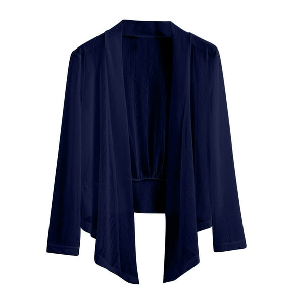 Cardigans for Women Trendy Dressy New Long Sleeve Cardigan for Women Open Front Dressy Casual Shirts Summer Draped Lightweight Tunic Cover up Tops Navy XXL