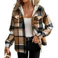 thumbnail image 1 of Cardigans for Women Trendy, Lightweight Plaid Baseball Jacket Casual Oversized Hooded Spring Coat 2025 Trendy Outdoor Festival Windbreaker Petite Plus Size Breathable Long Beige M, 1 of 5