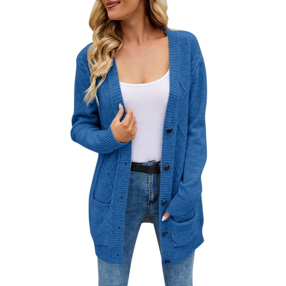 Cardigans Women Trendy " Long Sweater Solid Color Knit With Buttons Casual " Women's Cardigans