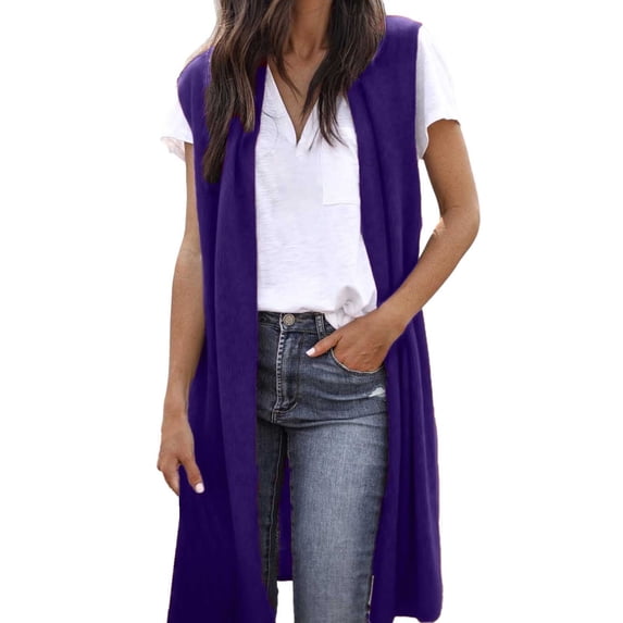 Cardigans Women Trendy Long Sweater Vests Sleeveless Open Front Tunic Vest Long Tops Outerwear Coats