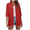 thumbnail image 1 of Cardigans Women Trendy Open Front Summer Outwear Tops Thin Cover Ups Three Quarter Sleeve Sweater Casual Tops Outfits Clothes, 1 of 7