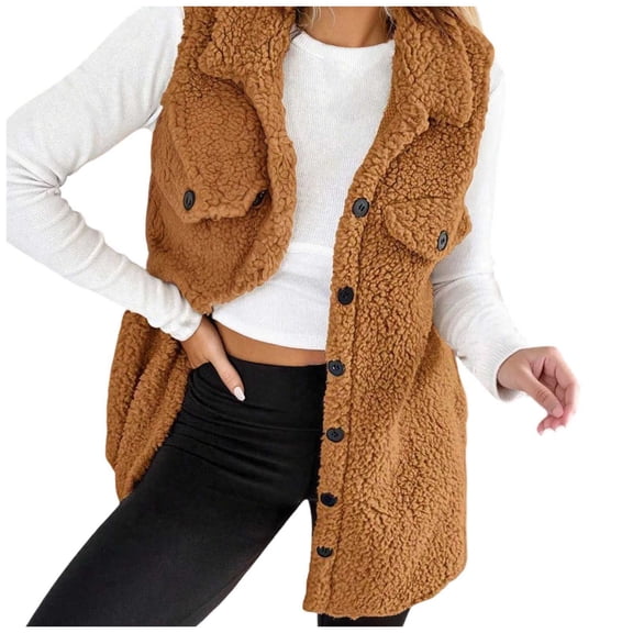 Cardigans Women Trendy Solid Loose Elegant Lapel Buttoned Vest Outerwear Coats