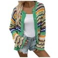 thumbnail image 1 of Cardigans Women Trendy Striped Sweater Loose Rainbow Color Matching Sweater Button Light Weight Cardigan, 1 of 8