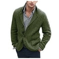 thumbnail image 1 of Cardigans for Men Ribbed Knit Peak Collar Sweater V-Neck Button Down Long Sleeve Heavyweight Jackets with Pockets, 1 of 5