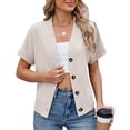 thumbnail image 1 of Cardigans for Women 2026 Elegant Wallfe Pattern Lightweight Cardigans Spring Summer Short Sleeves Button Down Tops Shermie, 1 of 6