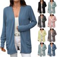 thumbnail image 1 of Cardigans for Women Classic Long Sleeved Solid Color Loose Fitting Cardigan with Pockets for Daily Wear, 1 of 7