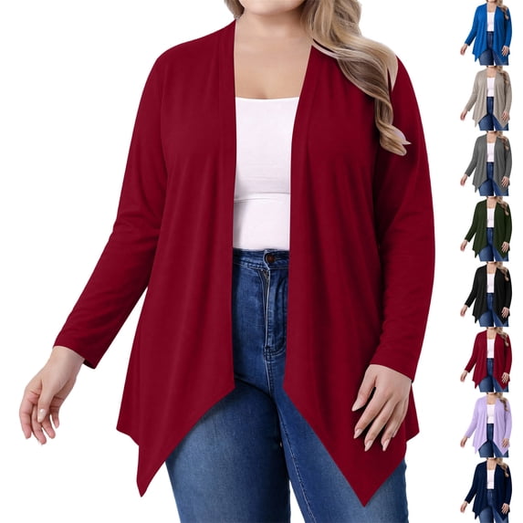 Cardigans for Women Classic Solid Color Plus Size Long-sleeved Top for Daily Wear