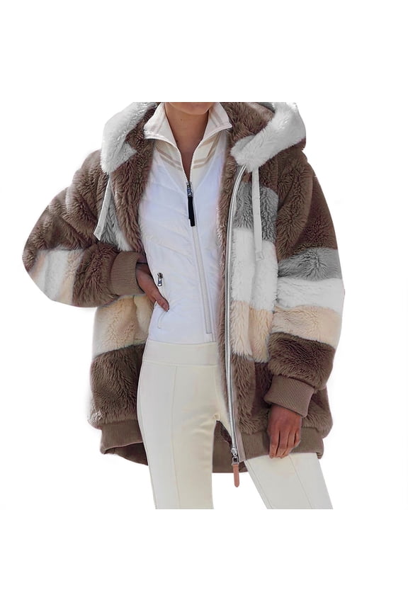 Cardigans for Women Jacket Polyester Hooded Outdoor Ladies Tops and Blouses Khaki L