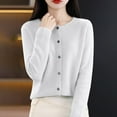 thumbnail image 1 of Cardigans for Women Lightweight Crewneck Long Sleeve Button Down Sweaters Soft Basic Ribbed Knit Tops White M, 1 of 6