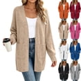 thumbnail image 1 of Cardigans for Women Lightweight Soft,Casual Solid Color Long Sleeve Coat with Pockets Female S-2XL, 1 of 7