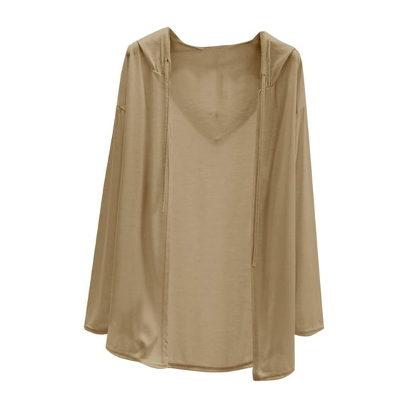 Cardigans for Women Lightweight Summer Kimono Long Sleeve Ladies Cardigans Causal Open Front V Neck Shrugs Khaki XXXL