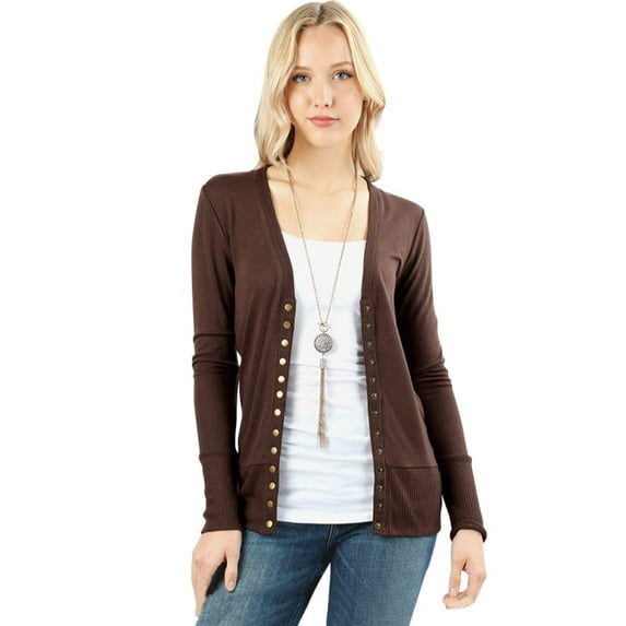 Cardigans for Women Long Sleeve Cardigan Knit Snap Button Sweater Regular & Plus