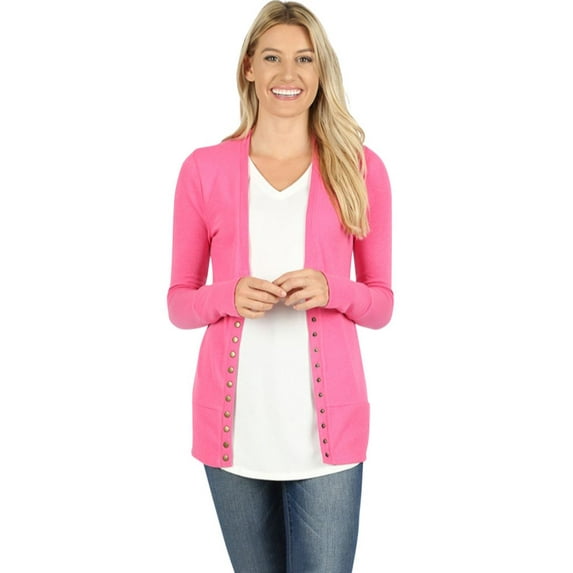 Cardigans for Women Long Sleeve Cardigan Knit Snap Button Sweater Regular & Plus