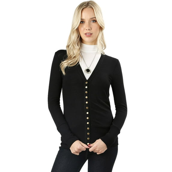 Cardigans for Women Long Sleeve Cardigan Knit Snap Button Sweater Regular & Plus