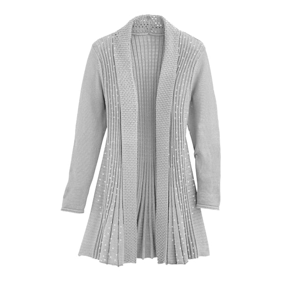 cardigans for women long sleeve swingy midweight sequin cardigan sweater w/pocket-dove grey (medium)