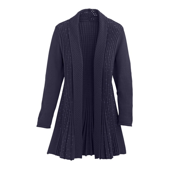 Cardigans for Women Long Sleeve Swingy Sequin Knit Cardigan Sweater W/Pocket-Navy (Small)