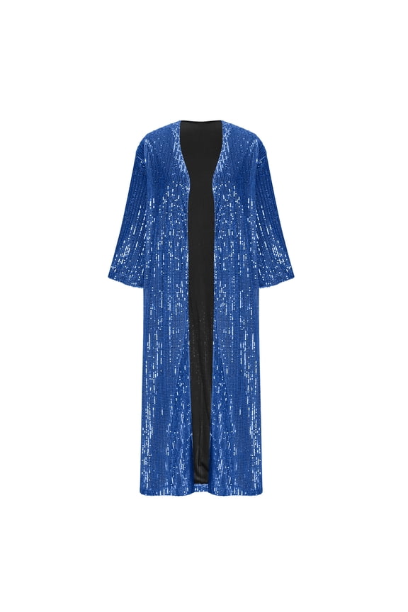 Cardigans for Women Plus Sizes Women's New Fashionable Mid To Long Five Quarter Sleeve Party Sequined Cardigan Jacket
