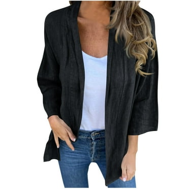 Cardigans for Women Plus Sizes Women's New Solid Color Seven Quarter Sleeve Jacket with A Lapel Casual Cardigan Top