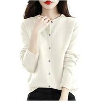 Cardigans for Women Plus Sizes Women's Solid Color Long Sleeved Round Neck Knitted Sweater Thin Cardigan Sweater Top