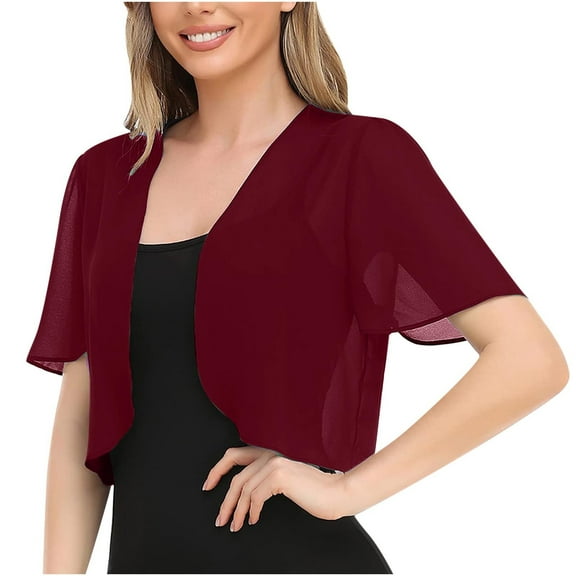 Cardigans for Women Short Lightweight Chiffon Shawl Tops New Front Short Sleeve Fashion Outwears