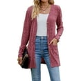 thumbnail image 1 of Cardigans for Women Solid Long Sleeve Ribbed Knit Open Front Button Lightweight Fall Cardigan with Pockets Cogild, 1 of 9