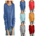 thumbnail image 1 of Cardigans for Women Trendy Caual Classic Crew Neck Buttons Solid Front Open Coat Long Sleeve Fall Winter Loose Womens Cardigan Sweaters Sky Blue XL, 1 of 5