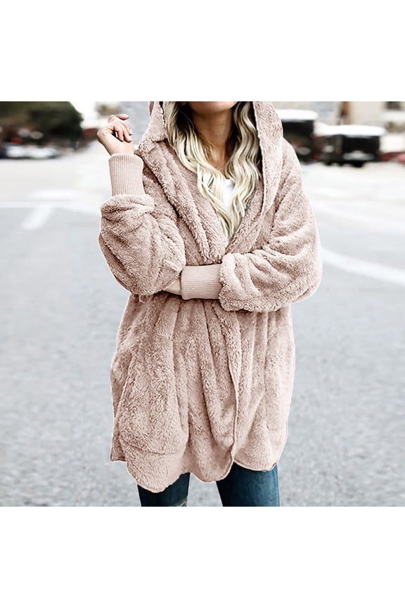 Cardigans for Women Trendy Dressy Womens Plus Size Jackets Women's Oversized Open Front Hooded Draped Pockets Cardigan Coat