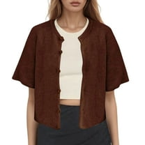 Cardigans for Women Trendy Versatile Short Sleeve Button Cozy Layering Knit Sweater Casual Solid Color Outerwear Women'sSweaters