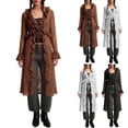 thumbnail image 1 of Cardigans for Women, V Neck Long Length Open Front Knit Sweaters with Ruffle Detail & Flare Sleeves, Spring Fall Street Wear | VerBelle,Coffee L, 1 of 9