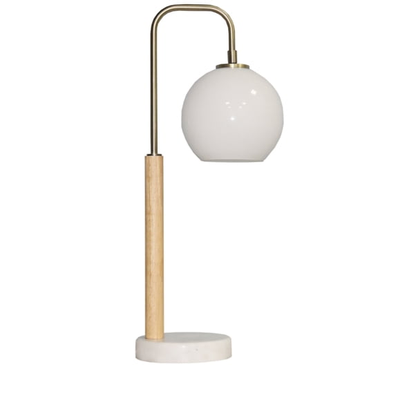 Cardin Globe Table Lamp with Marble Base and Brass Accents