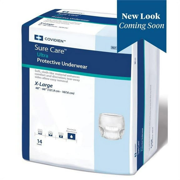 Cardinal 14553100 Sure Care Ultra Adult Heavy Absorbent Underwear, White - Extra Large - Pack of 14