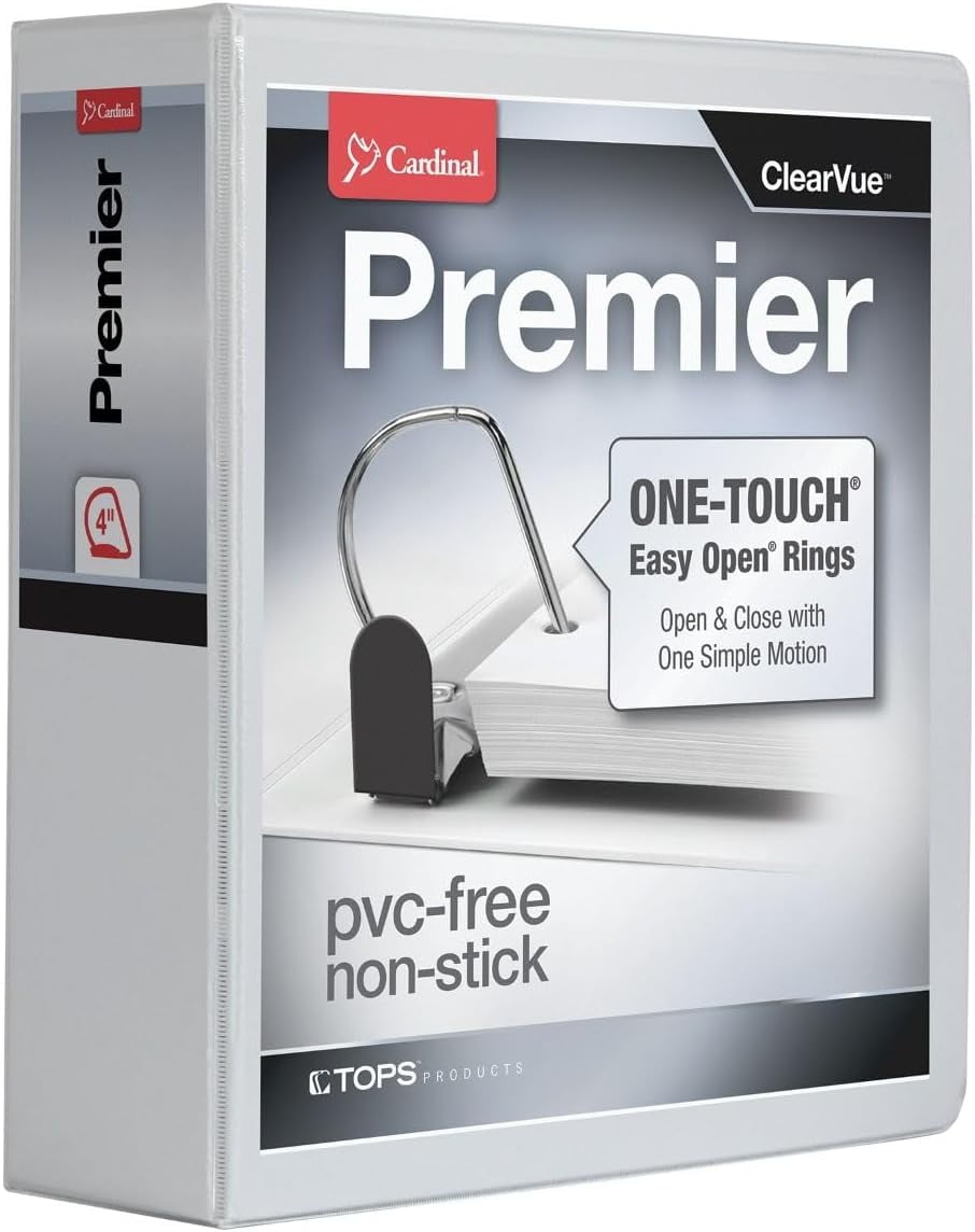 Cardinal 3 Ring Binder, Binders for School and Office, Durable 4 Inch