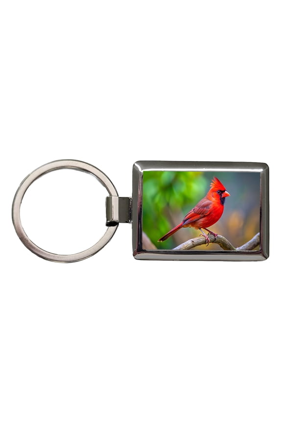Cardinal Backyard Bird Metal Rectangle Keychain