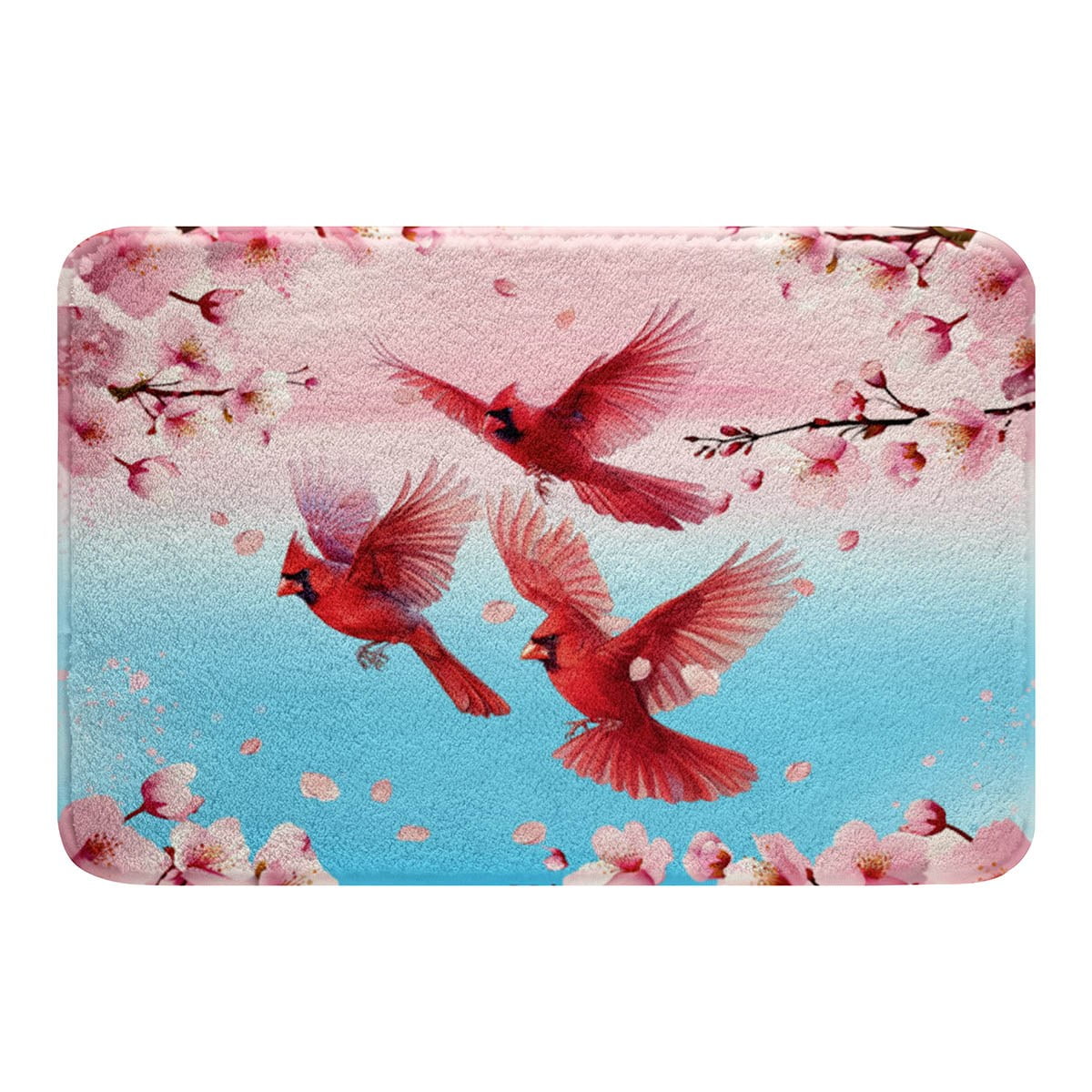 Cardinal Bath Mat Red Birds Animal Bathroom Accessories 16"x24",Cherry