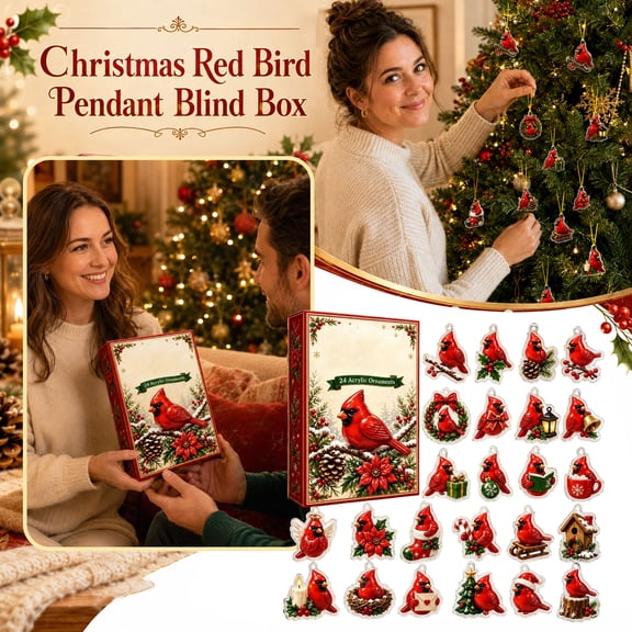 Cardinal Bird Advent Calendar 2026, 24Day Christmas Countdown Gift Box, Festive Acrylic Hanging Ornaments, Christmas Tree Decor, Holiday Surprise Gift for Bird Lovers, Nature Enthusiasts & Family