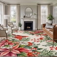 thumbnail image 1 of Cardinal Bird Area Rug 5x7 Washable Rug Non Slip Pine Cones Poinsettia Berry Floral Beige Large Area Rug Soft Stainresistant Indoor Floor Carpet for Living Room Bedroom Home Office Dining Room, 1 of 8