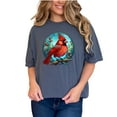 thumbnail image 1 of Cardinal Bird Art T-Shirt, Stained Glass Bird Design, Nature Lover Gift Tee, Unique Bird Watcher Shirt, Denim Comfort Colors T-Shirt, Small, 1 of 1