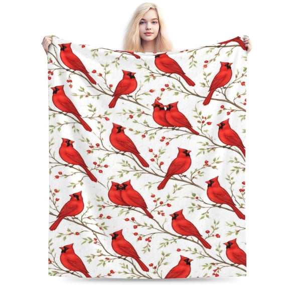 Cardinal Bird Blanket Cardinal Bird Throw Blanket Super Soft Plush Flannel Fleece Bedding Gifts for Men Women Lovers Adults Stuff for Couch Sofa Bed Room Decor 50x40