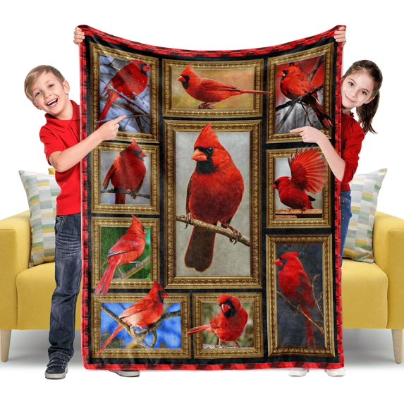 Cardinal Bird Blanket for Girls, Cardinal Bird Gifts for Cardinal Bird Lover, Soft Fuzzy Cardinal Bird Throw Blanket Cardinal Bird Decor Plush Gift for Birthday Christmas 40x50 inch