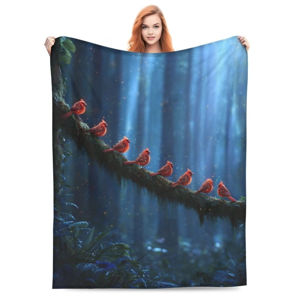 Cardinal Bird Blanket, Velvety Plush Ultra-Soft Warm Lightweight Breathable All-Season Throw For Couch Sofa Bed, Home Office Travel Lounge Camping Decor Accessory 50x40