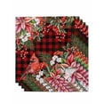thumbnail image 1 of Cardinal Bird Cloth Napkins Set of 4 Reusable Dinner Napkins, Poinsettia Pine Cones Berry Flowers Red Plaid Cocktail Napkin Washable Table Napkins for Wedding/Holiday Party/Baby Shower 20"x20", 1 of 7