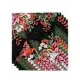 thumbnail image 1 of Cardinal Bird Cloth Napkins Set of 4 Reusable Dinner Napkins, Winter Poinsettia Pine Cones Berry Black Cocktail Napkin Washable Table Napkins for Wedding/Holiday Party/Baby Shower 20"x20", 1 of 7
