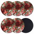 thumbnail image 1 of Cardinal Bird Coasters Set of 6, Absorbent Coasters for Drinks, Poinsettia Pine Cones Berry Flowers Red Plaid Coaster for Desk Coffee Table Protection, Home Decor House Warming Gifts 4", 1 of 8