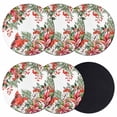 thumbnail image 1 of Cardinal Bird Coasters Set of 6, Absorbent Coasters for Drinks, Winter Poinsettia Berry Pine Cones Floral Coaster for Desk Coffee Table Protection, Home Decor House Warming Gifts 4", 1 of 8