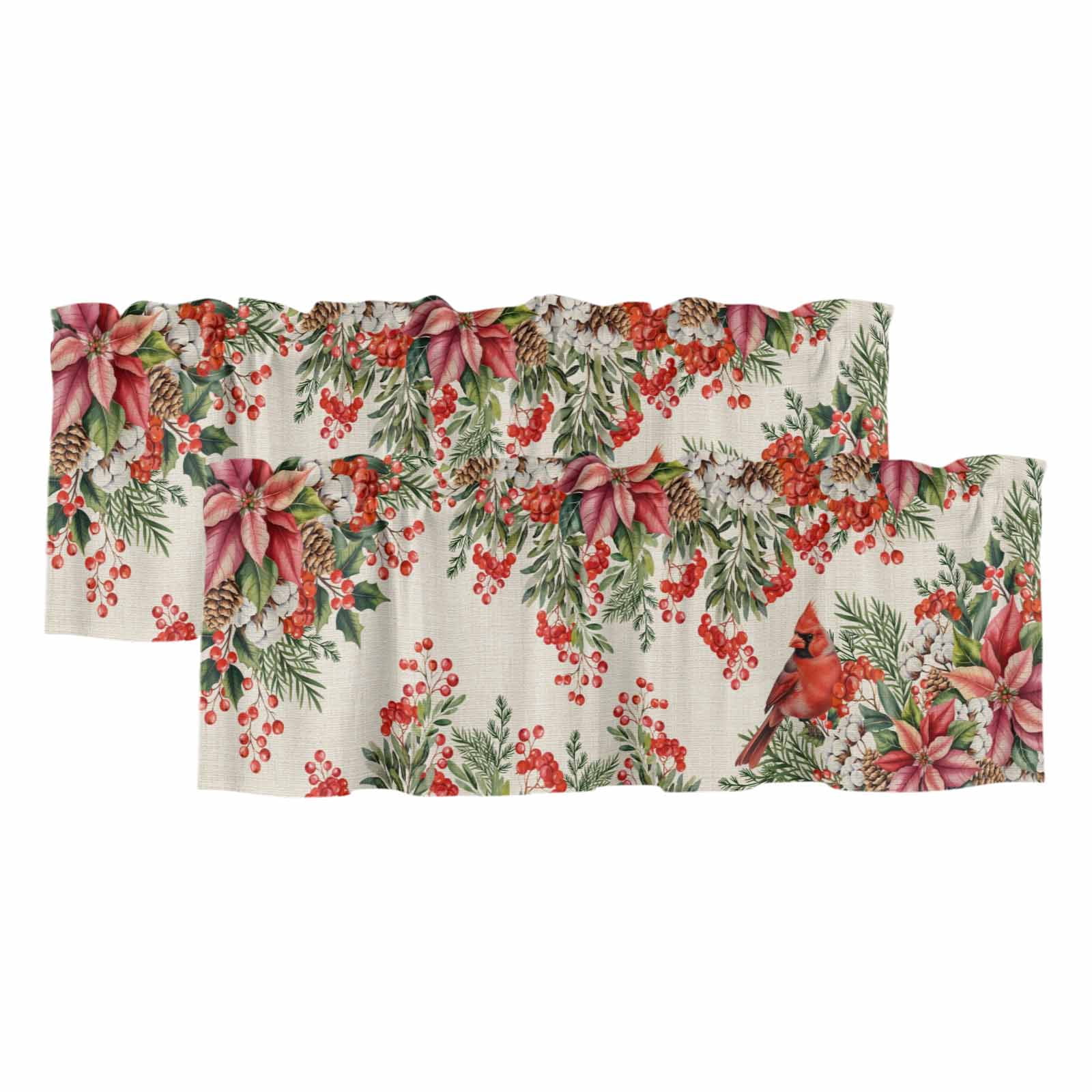 Cardinal Bird Curtain Valances for Windows, Kitchen Valance Window ...