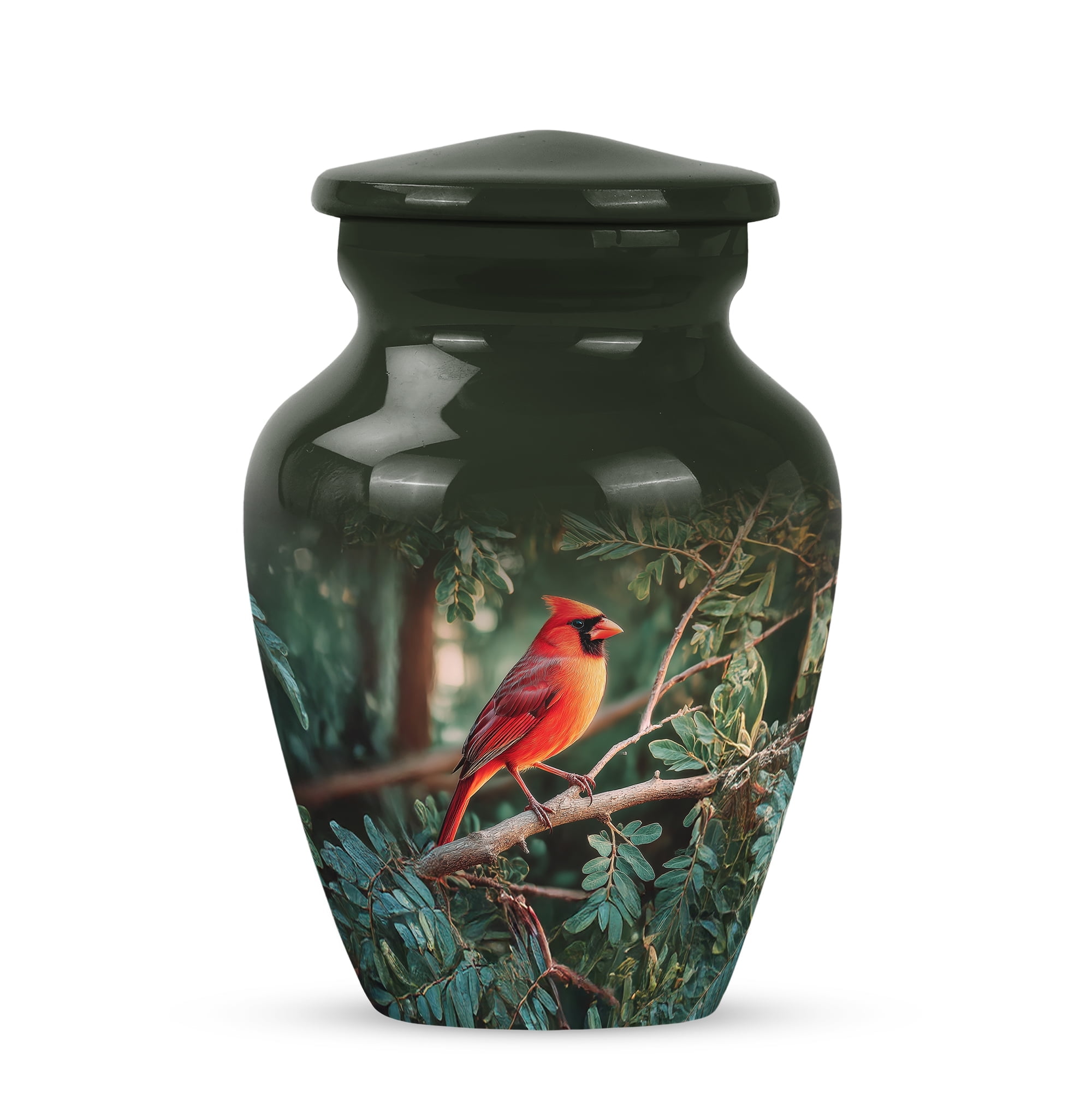 Cardinal Bird Funeral Urns For Adult For Man - Green Memorial Urn For Human Ashes Adult Male - Mini Tree Cremation Urns For Human Ashes - Keepsake Urn For Mother 3 Inch