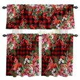 thumbnail image 1 of Cardinal Bird Kitchen Curtains Sets for Windows 24 Inch Length, Poinsettia Pine Cones Berry Flowers Red Plaid Rod Pocket Window Treatments Tier Curtains and Valances Set for Bedroom/Bathroom, 1 of 8